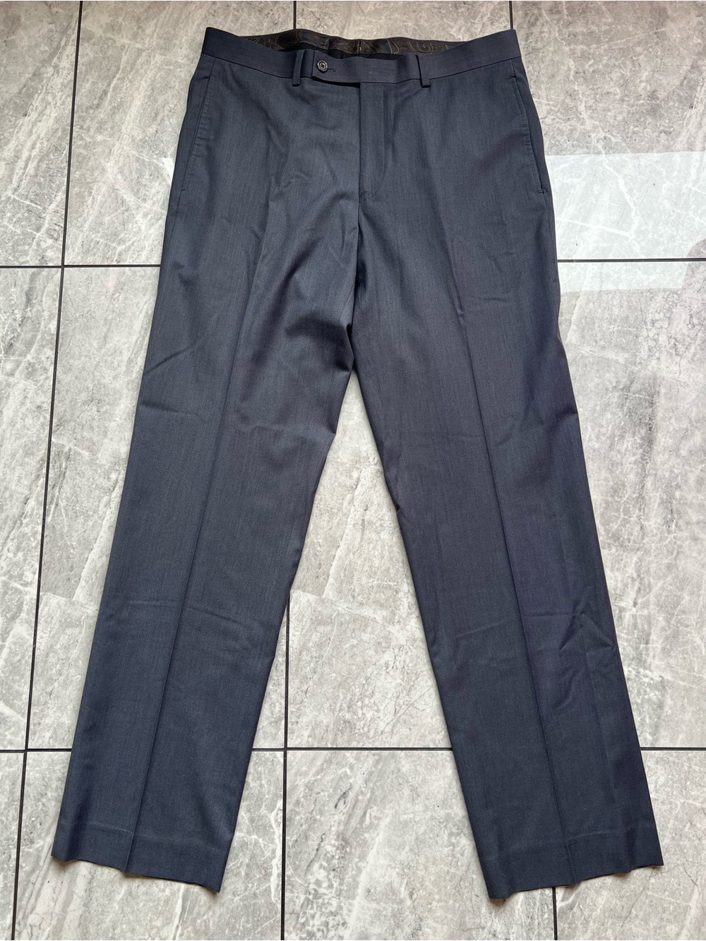 Lauren Ralph Lauren Men's Gray Flat Front Dress Pants Business, Casual 34Wx32L